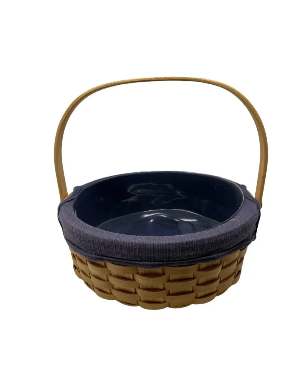 Taskets Renaissance Woven Wood Bread Basket Swing Handle Protective Liner